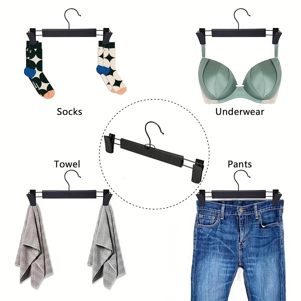 10pcs Super Anti-Slip Pants Hangers with Clips, Thickened Plastic Dual-Use Skirt/Pants Hangers, Seamless Anti-Mark Home Drying Racks, Wardrobe Organizer Essential. - Image 7