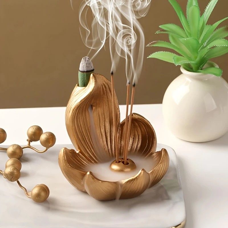 One lotus-shaped incense cone, a multifunctional home decoration piece, suitable for yoga and meditation.（black) - Image 3