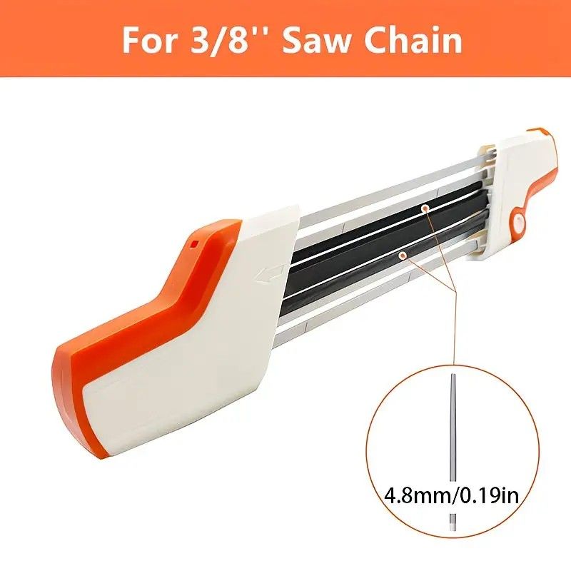 Chain saw file: upgraded lightweight, battery-free and portable, precision sharpening for 3/8-inch saw chain, single-direction reciprocating operation, essential tool for outdoor gardening and forestry maintenance.(Orange-with 4.8 file) - Image 3