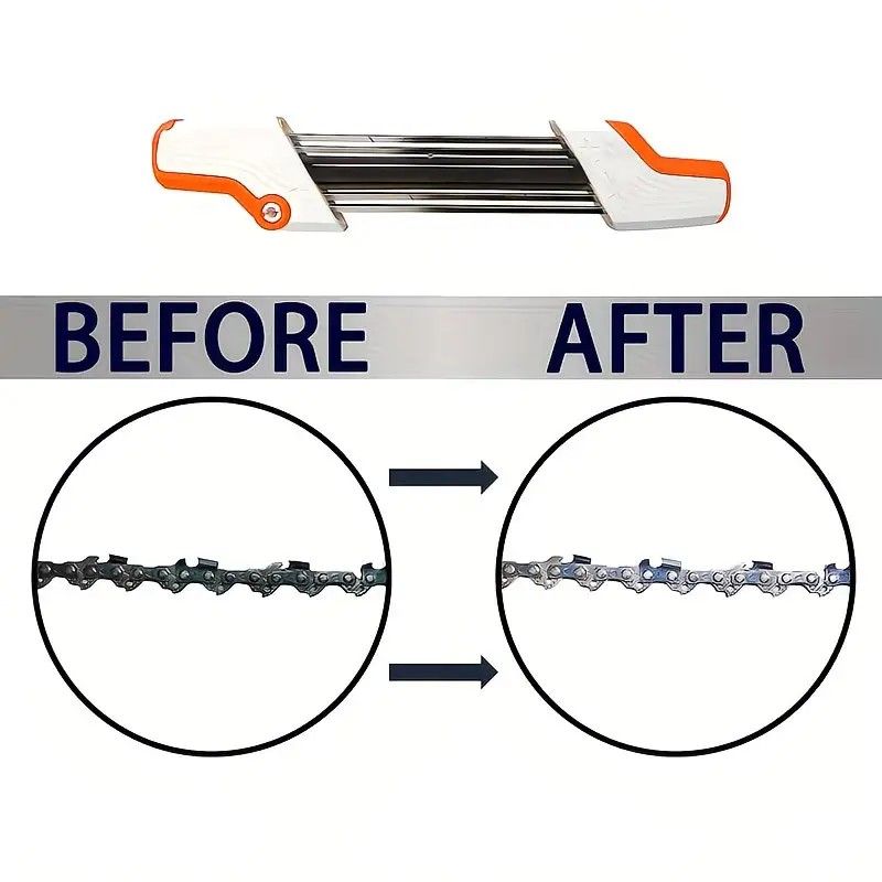 Chain saw file: upgraded lightweight, battery-free and portable, precision sharpening for 3/8-inch saw chain, single-direction reciprocating operation, essential tool for outdoor gardening and forestry maintenance.(Orange-with 4.8 file) - Image 4