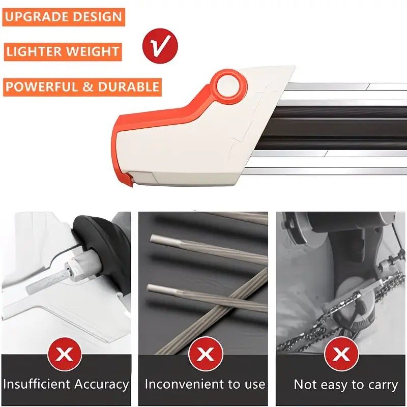 Chain saw file: upgraded lightweight, battery-free and portable, precision sharpening for 3/8-inch saw chain, single-direction reciprocating operation, essential tool for outdoor gardening and forestry maintenance.(White-with 4.0 file) - Image 2