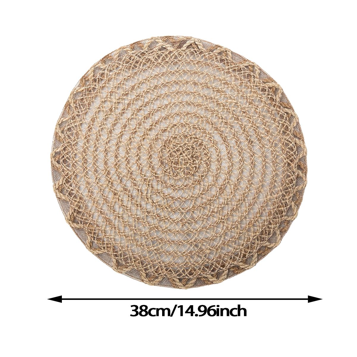 4pcs Nordic Style Round Table Mat, Exquisite Openwork Weave, Polyester Hemp-Like Texture, 38cm Dining Mat, Heat-Resistant and Easy to Care For - Image 5