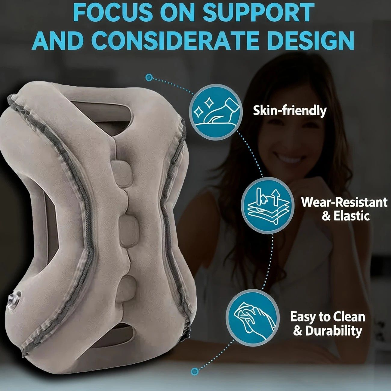 Inflatable Travel Pillow | Multi-Scene Ergonomic Design, 3-Second Inflate/Deflate, Relieves Travel Fatigue.BLUE - Image 2