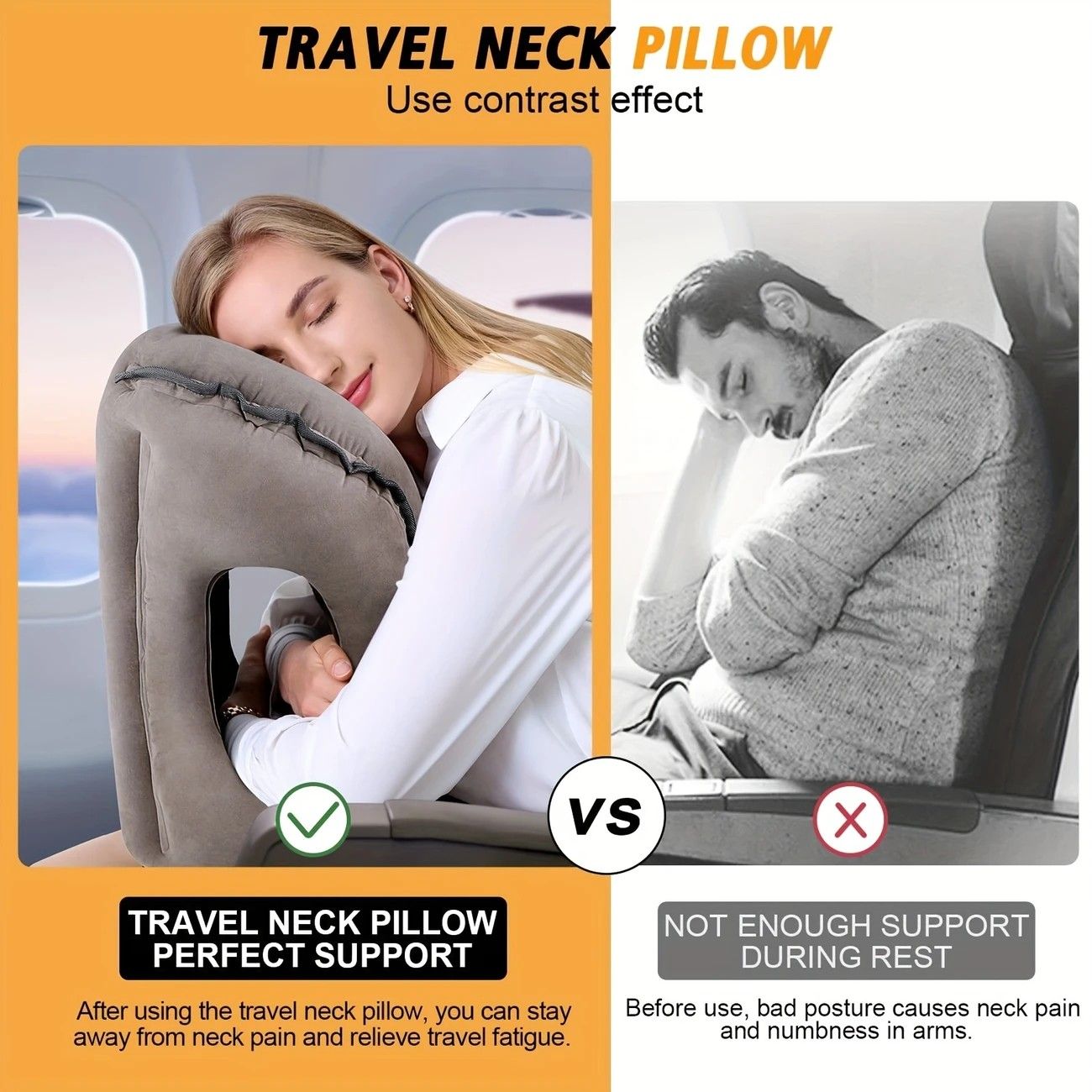 Inflatable Travel Pillow | Multi-Scene Ergonomic Design, 3-Second Inflate/Deflate, Relieves Travel Fatigue.BLUE - Image 4