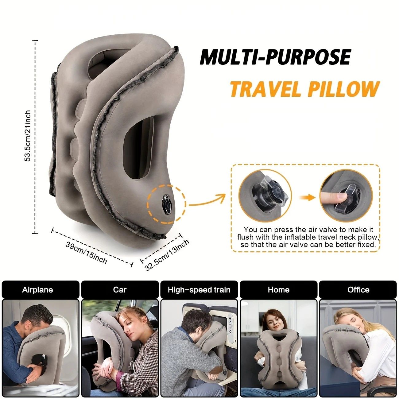 Inflatable Travel Pillow | Multi-Scene Ergonomic Design, 3-Second Inflate/Deflate, Relieves Travel Fatigue.BLUE - Image 5