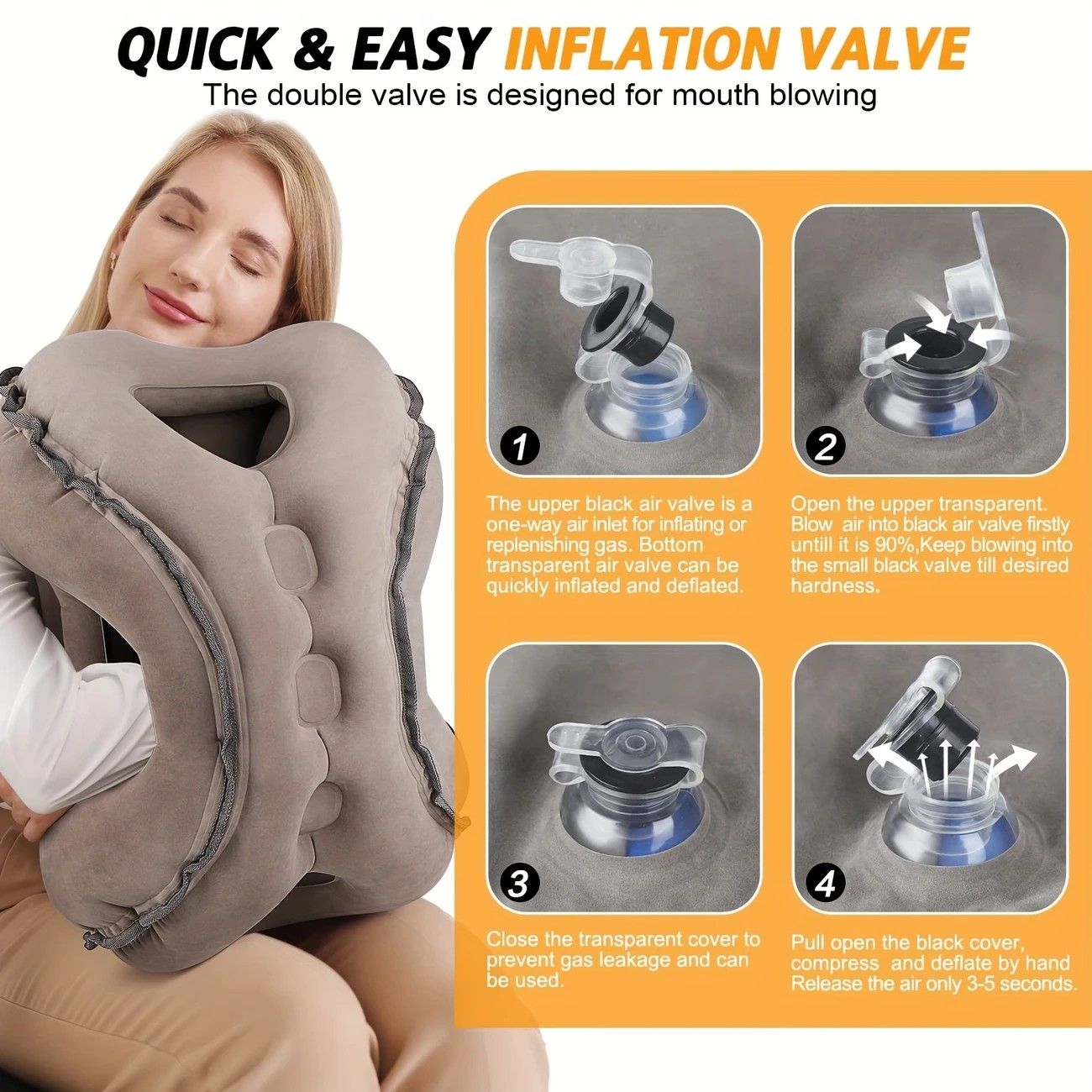 Inflatable Travel Pillow | Multi-Scene Ergonomic Design, 3-Second Inflate/Deflate, Relieves Travel Fatigue.BLUE - Image 6