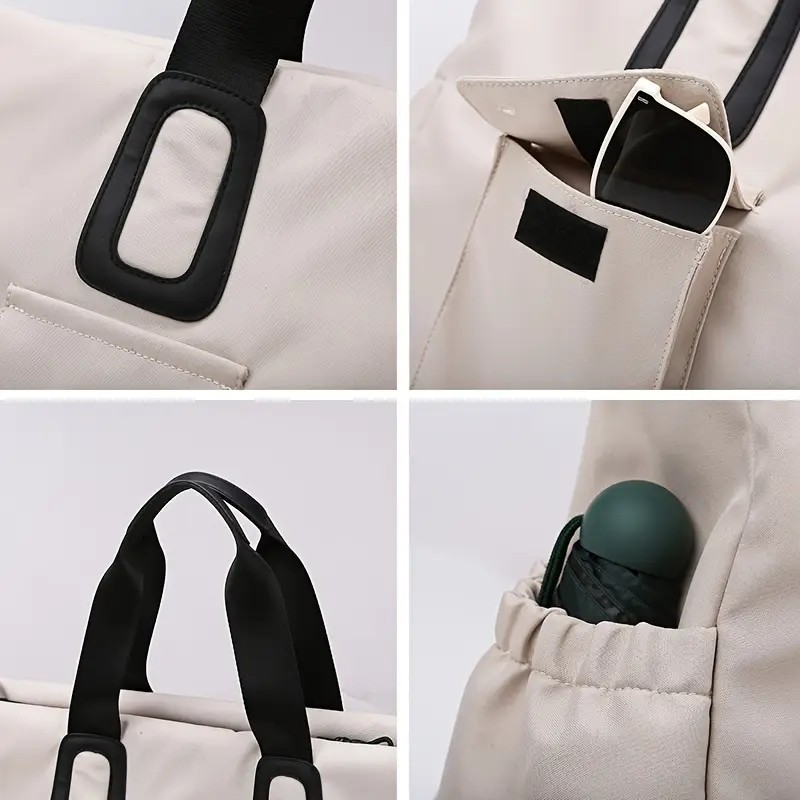 White Large-capacity travel tote bag, lightweight carry-on luggage with shoulder strap, gym bag, portable laptop bag, ideal for short trips, hand-carry style. - Image 6