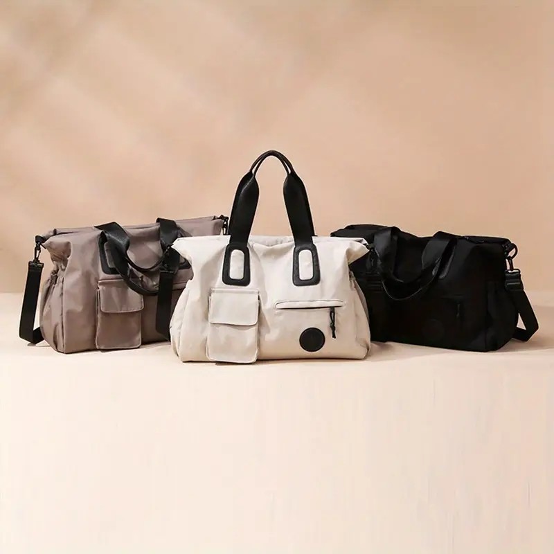 brown Large-capacity travel tote bag, lightweight carry-on luggage with shoulder strap, gym bag, portable laptop bag, ideal for short trips, hand-carry style. - Image 8