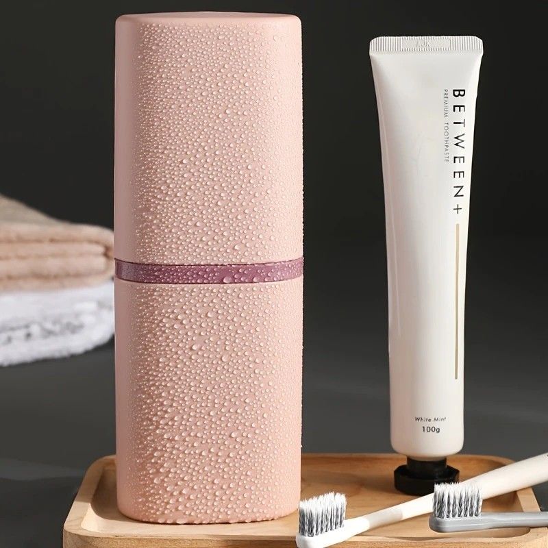 1pc Portable Toothbrush Holder Box, Multi-functional Travel Toothbrush Storage Case, Mouthwash Cup and Toothbrush Container.PINK - Image 5