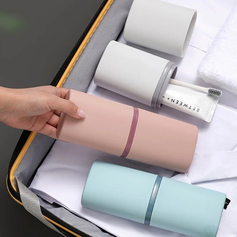 1pc Portable Toothbrush Holder Box, Multi-functional Travel Toothbrush Storage Case, Mouthwash Cup and Toothbrush Container.Sky blue - Image 2