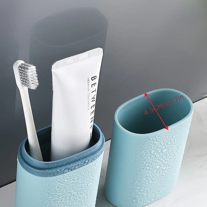 1pc Portable Toothbrush Holder Box, Multi-functional Travel Toothbrush Storage Case, Mouthwash Cup and Toothbrush Container.Sky blue - Image 6