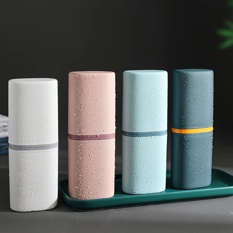 1pc Portable Toothbrush Holder Box, Multi-functional Travel Toothbrush Storage Case, Mouthwash Cup and Toothbrush Container.dark blue - Image 3