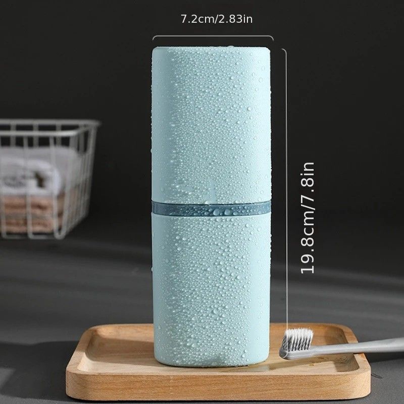 1pc Portable Toothbrush Holder Box, Multi-functional Travel Toothbrush Storage Case, Mouthwash Cup and Toothbrush Container.dark blue - Image 6