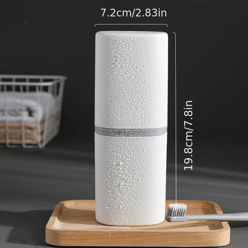 1pc Portable Toothbrush Holder Box, Multi-functional Travel Toothbrush Storage Case, Mouthwash Cup and Toothbrush Container.dark blue - Image 7