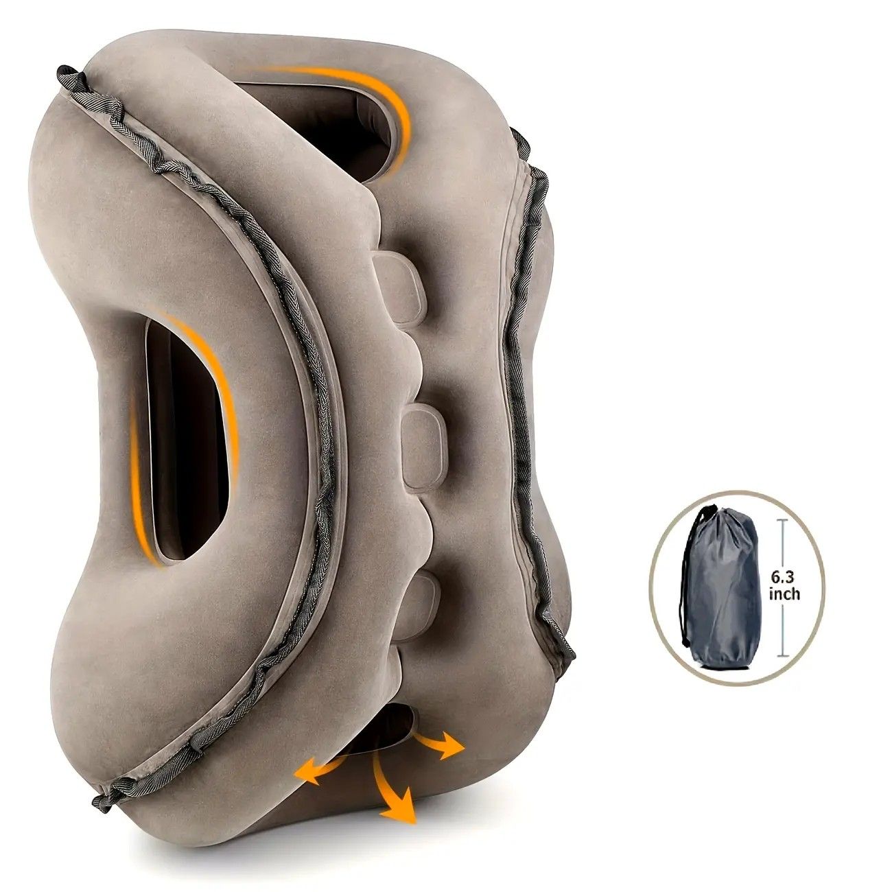 Inflatable Travel Pillow | Multi-Scene Ergonomic Design, 3-Second Inflate/Deflate, Relieves Travel Fatigue.(GREY) - Image 1
