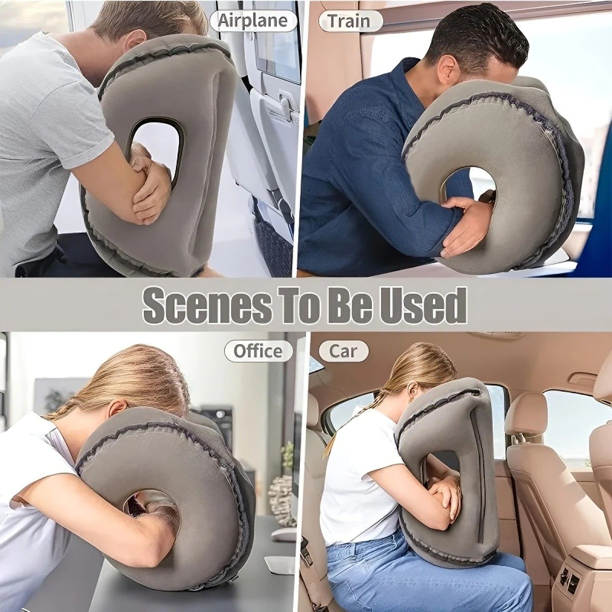 Inflatable Travel Pillow | Multi-Scene Ergonomic Design, 3-Second Inflate/Deflate, Relieves Travel Fatigue.(GREY) - Image 6