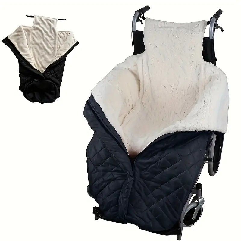 Winter Elderly Wheelchair Heating Blanket | Windproof & Fleece-Lined, Ideal for Both Outings and Home Use(BLACK) - Image 1