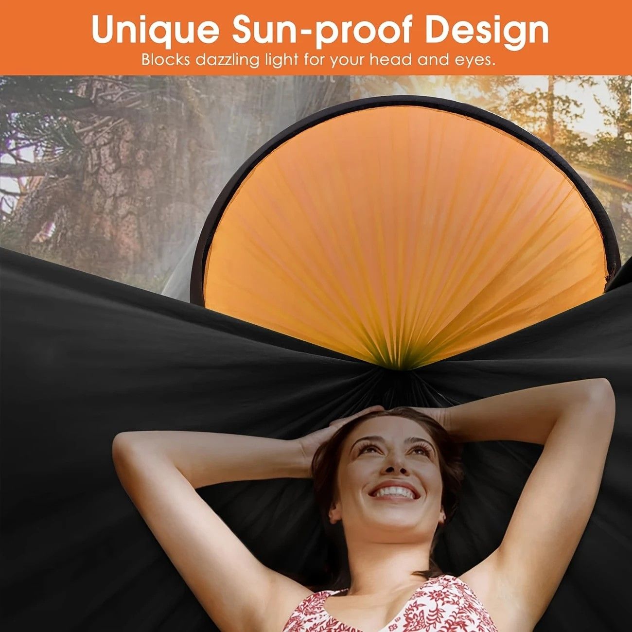 Sun-Protection Outdoor Hammock｜2-in-1 Detachable Mosquito Net, Portable Camping Essential。orange - Image 2