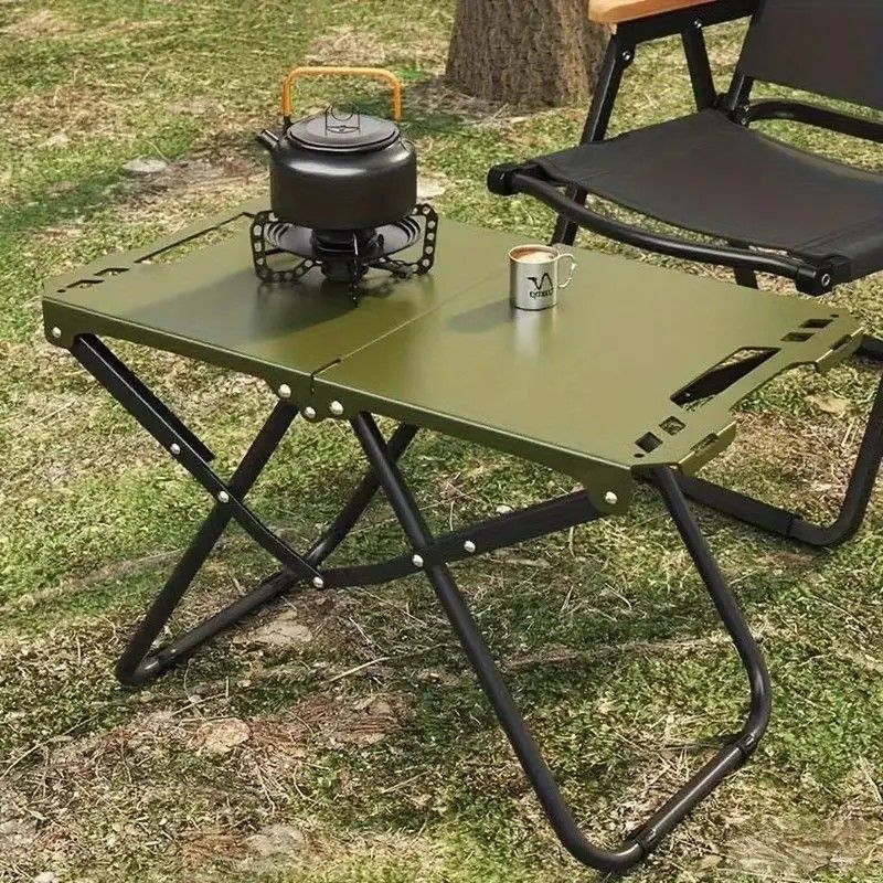 Portable Folding Camping Table Iron Outdoor Picnic Beach BBQ Tailgate Hiking with Storage Bag（BLACK) - Image 5