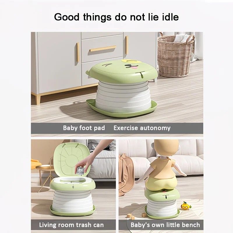 Car Folding Potty, cute cartoon design, folds in seconds for easy carrying, widened seat ring for comfort and stability, suitable for both home and travel.(YELLOW) - Image 5