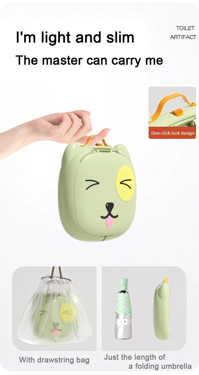 Car Folding Potty, cute cartoon design, folds in seconds for easy carrying, widened seat ring for comfort and stability, suitable for both home and travel.(YELLOW) - Image 6