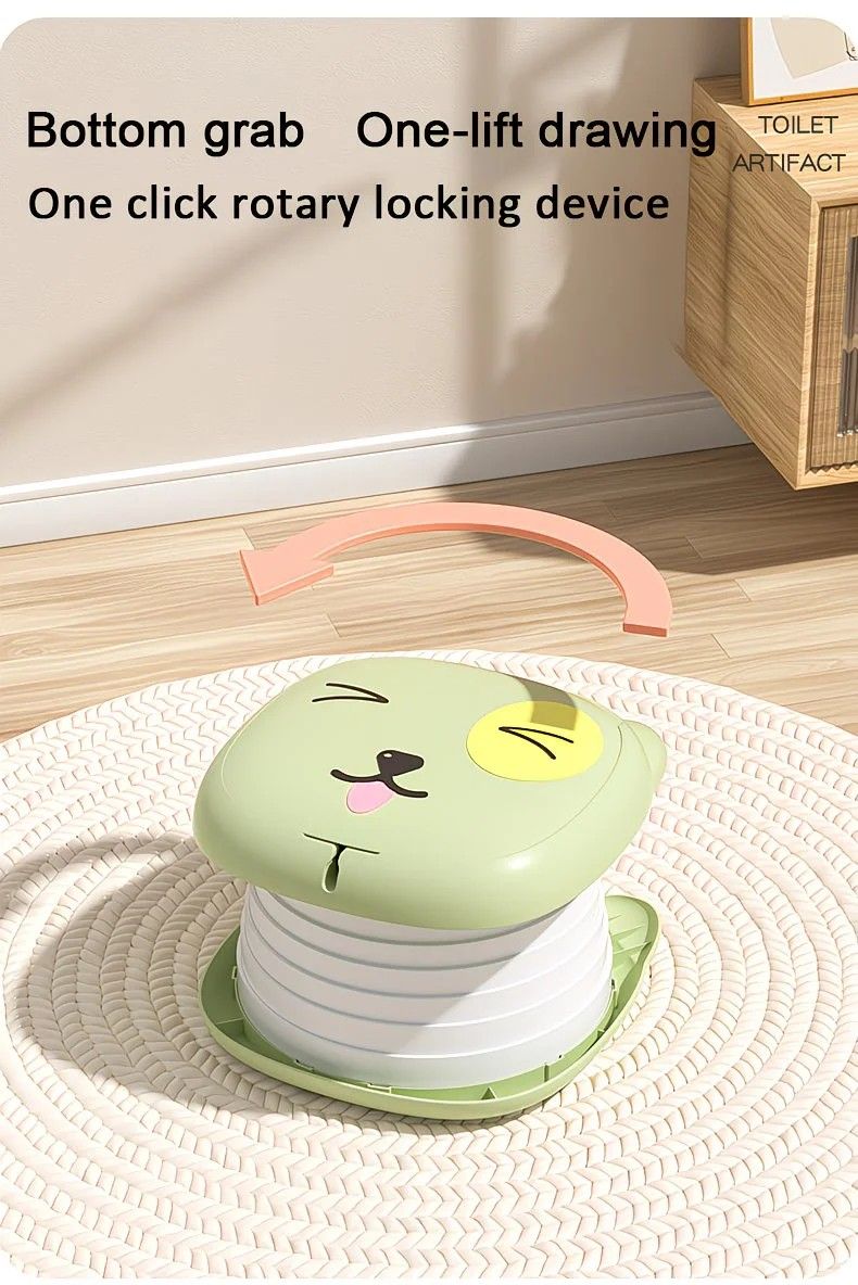Car Folding Potty, cute cartoon design, folds in seconds for easy carrying, widened seat ring for comfort and stability, suitable for both home and travel.(YELLOW) - Image 8