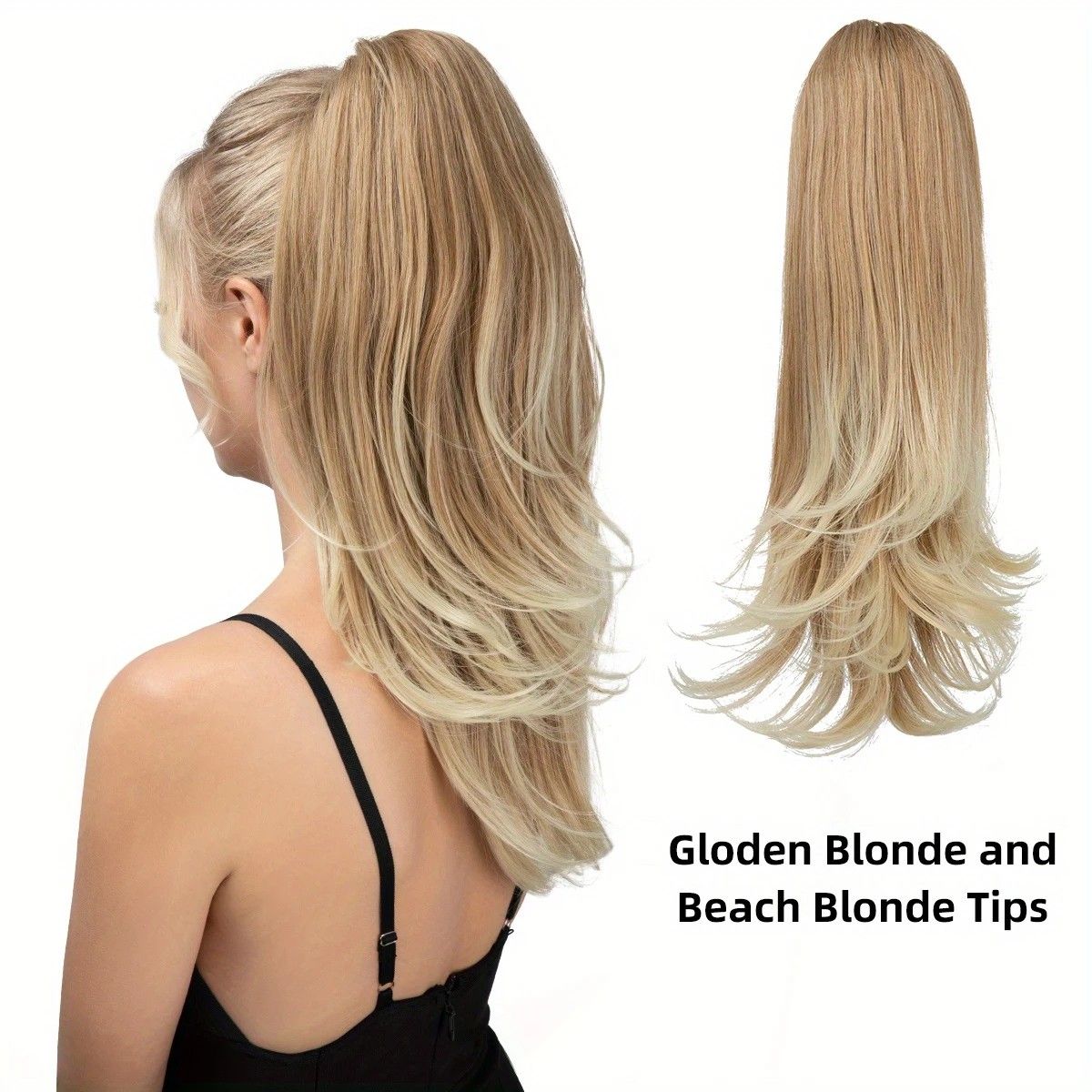 Clip-on Ponytail Hairpiece — Dual-use design, rotate 180° to switch between styles. Made of synthetic fiber, it's easy and quick to wear. Special craftsmanship ensures a natural, realistic look once put on.(jet black) - Image 3