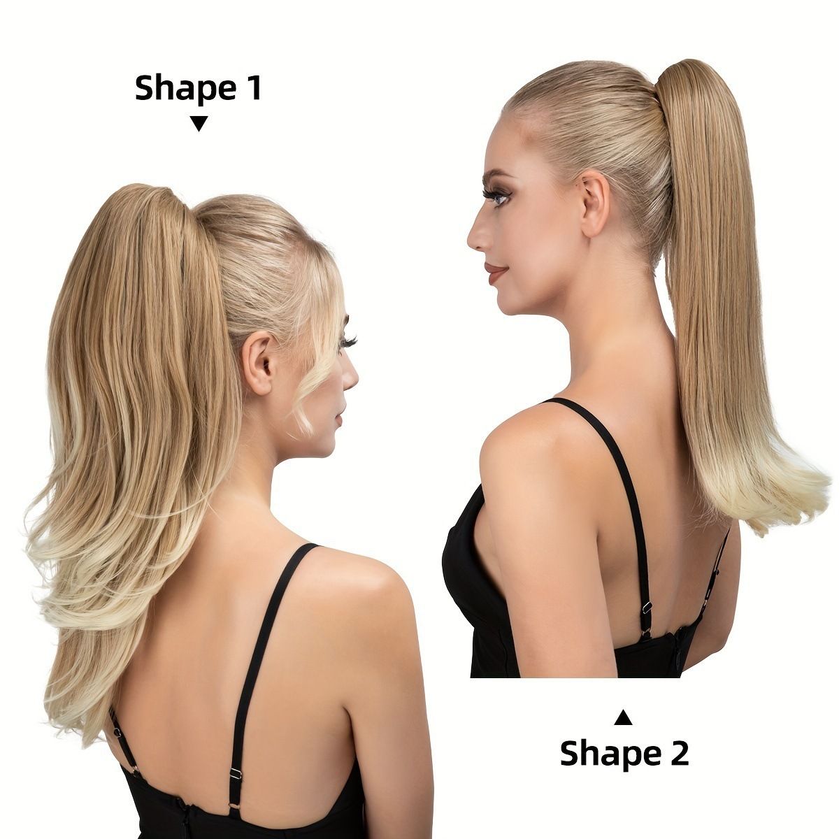 Clip-on Ponytail Hairpiece — Dual-use design, rotate 180° to switch between styles. Made of synthetic fiber, it's easy and quick to wear. Special craftsmanship ensures a natural, realistic look once put on.(jet black) - Image 4