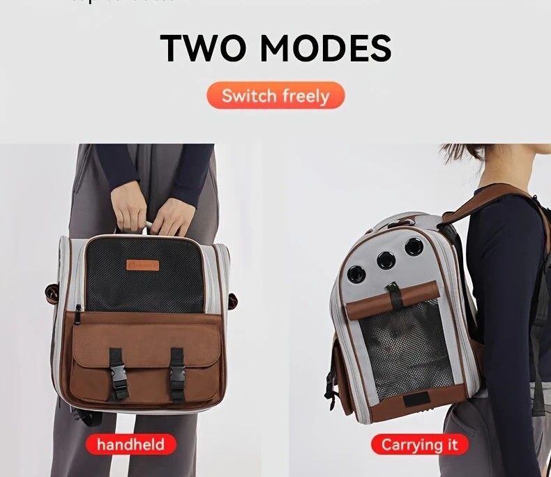 Cat Backpack Carrier - Lightweight, Foldable, Shape-Retaining Travel Bag for Cats and Small Dogs up to 8kg(Milk coffee color) - Image 4