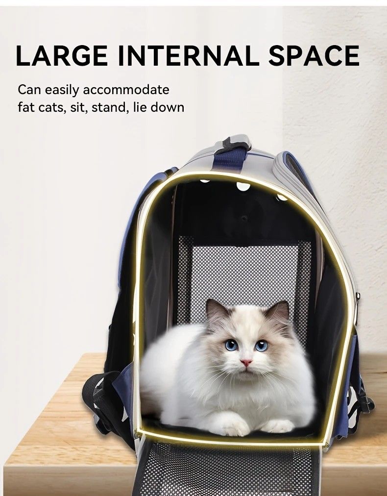 Cat Backpack Carrier - Lightweight, Foldable, Shape-Retaining Travel Bag for Cats and Small Dogs up to 8kg(Milk coffee color) - Image 8