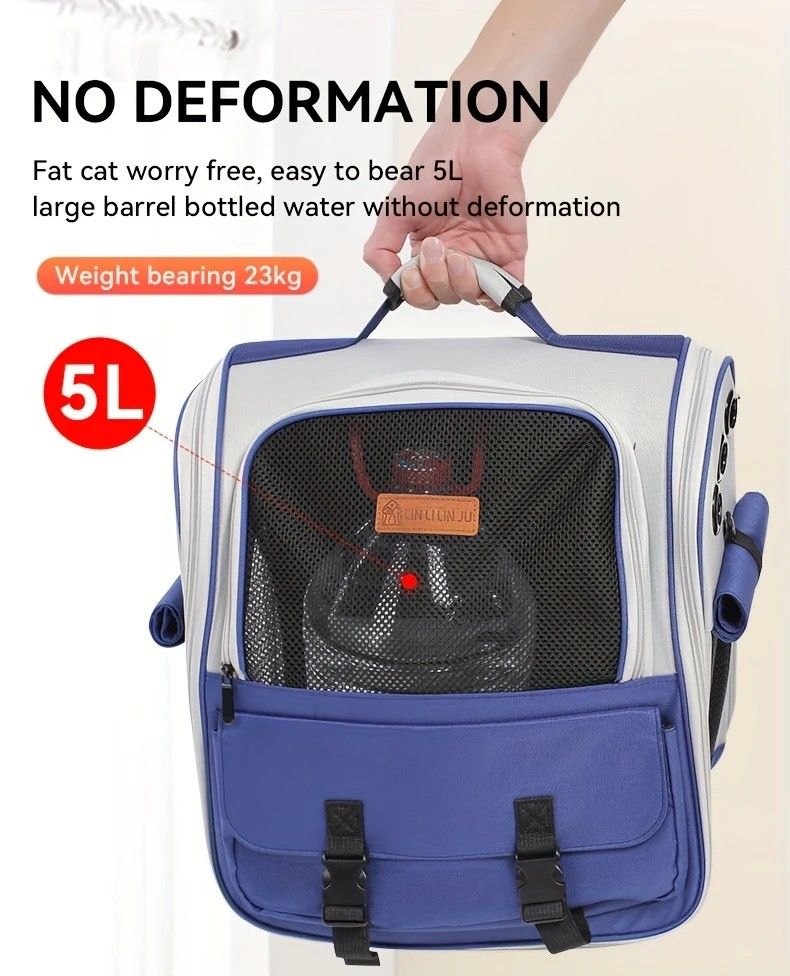 Cat Backpack Carrier - Lightweight, Foldable, Shape-Retaining Travel Bag for Cats and Small Dogs up to 8kg(Sakura powder) - Image 6