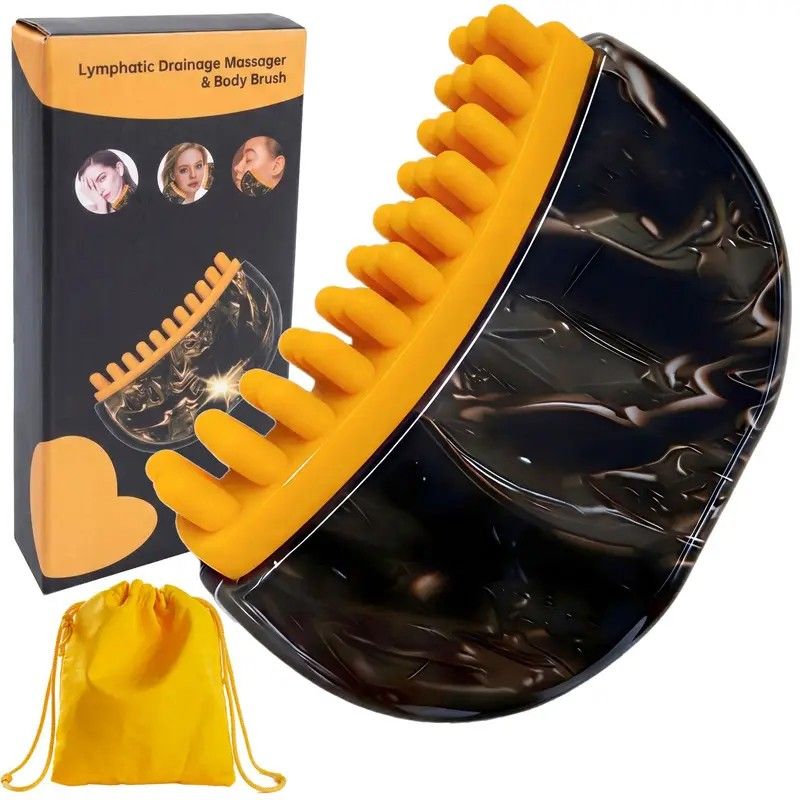 Dual-Sided Lymphatic Massage Brush: Silicone Boosts Circulation, Gua Sha Lifts, Wet & Dry Use, Essential Home Sculpting Tool（black) - Image 1