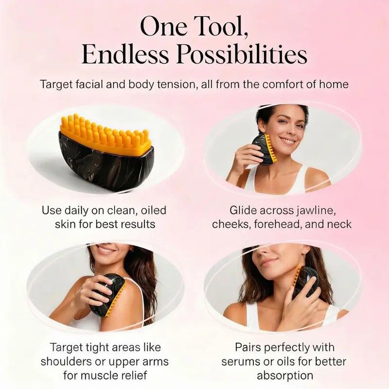 Dual-Sided Lymphatic Massage Brush: Silicone Boosts Circulation, Gua Sha Lifts, Wet & Dry Use, Essential Home Sculpting Tool(shallow wooden-grain) - Image 5