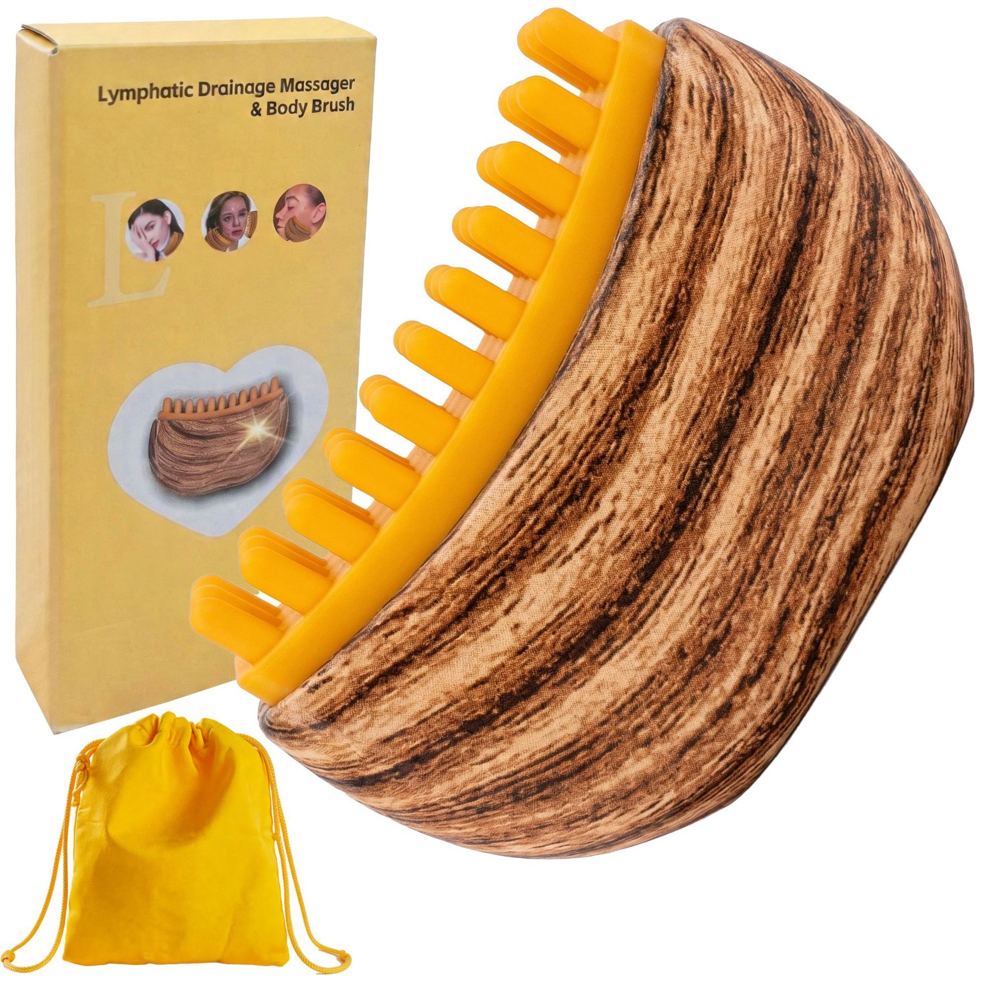 Dual-Sided Lymphatic Massage Brush: Silicone Boosts Circulation, Gua Sha Lifts, Wet & Dry Use, Essential Home Sculpting Tool(Deep wood grain) - Image 1