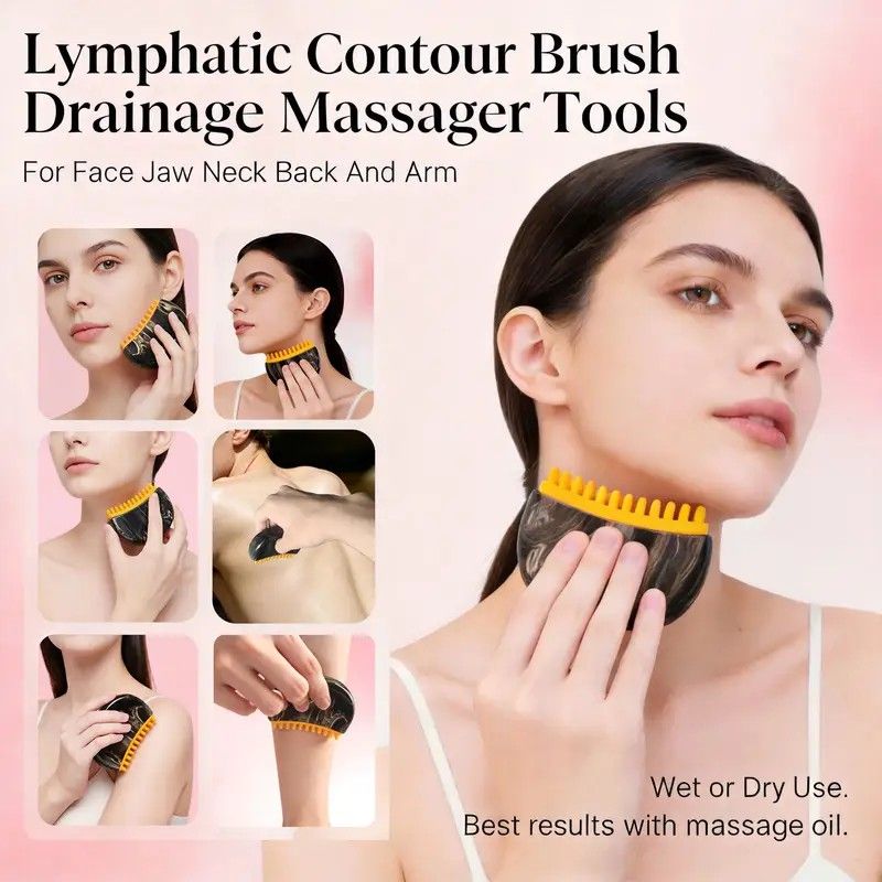Dual-Sided Lymphatic Massage Brush: Silicone Boosts Circulation, Gua Sha Lifts, Wet & Dry Use, Essential Home Sculpting Tool(Deep wood grain) - Image 4