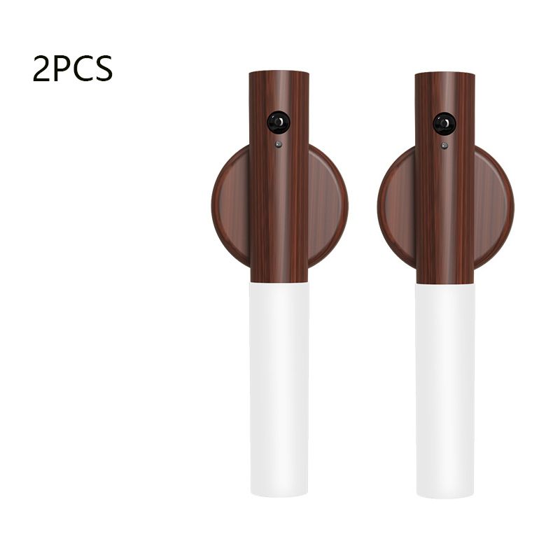 2-Pack USB Rechargeable Magnetic LED Night Light – Motion Sensor Wall Light for Bedroom, Kitchen & Bathroom/Walnut color - Image 1
