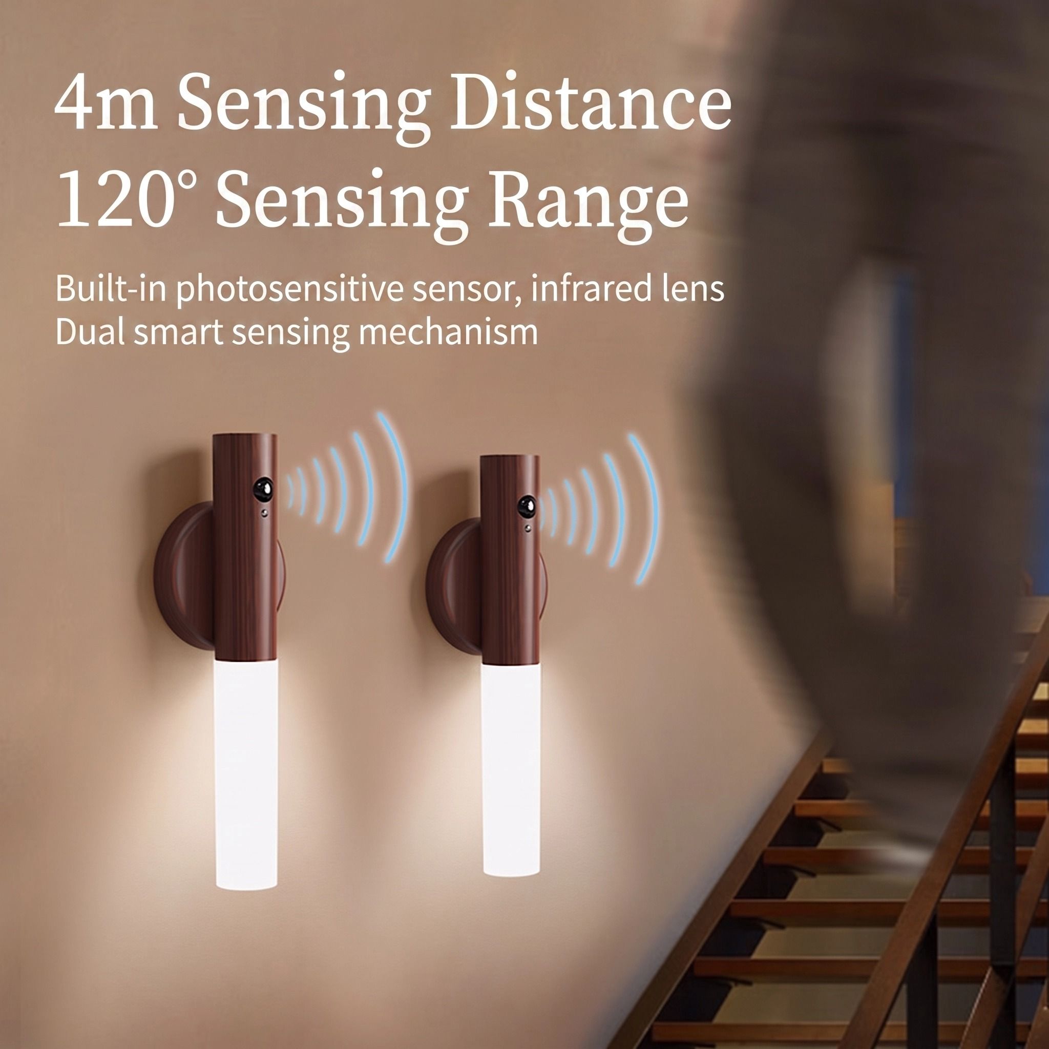 1-Pack USB Rechargeable Magnetic LED Night Light – Motion Sensor Wall Light for Bedroom, Kitchen & Bathroom/Walnut color - Image 3