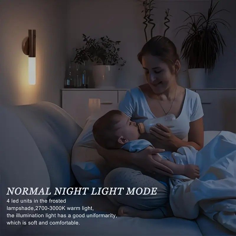 1-Pack USB Rechargeable Magnetic LED Night Light – Motion Sensor Wall Light for Bedroom, Kitchen & Bathroom/Walnut color - Image 7