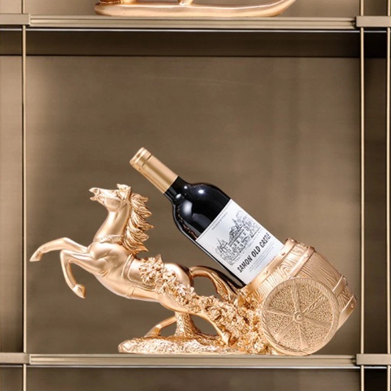 golden Freestanding Luxury Wine Rack, Stable Partitioned Storage, Hand-Carved 