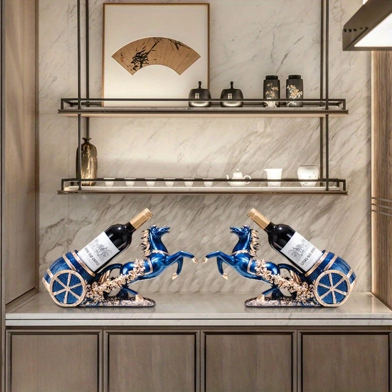 golden Freestanding Luxury Wine Rack, Stable Partitioned Storage, Hand-Carved 