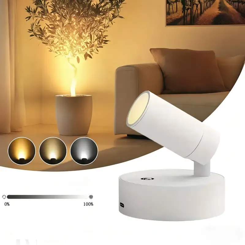 Drill Free Magnetic Charging Spotlight, 2000mAh Long Battery Life Touch Dimming, 350 Degree Rotation Multi Scene, Easily Create Home Ambiance/white - Image 1