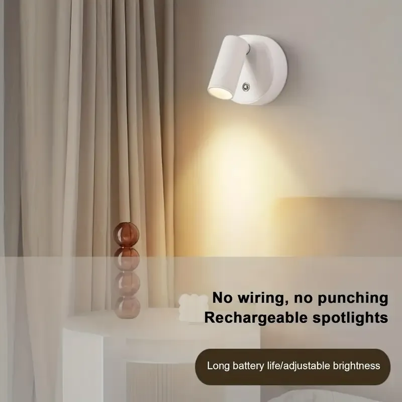 Drill Free Magnetic Charging Spotlight, 2000mAh Long Battery Life Touch Dimming, 350 Degree Rotation Multi Scene, Easily Create Home Ambiance/white - Image 2