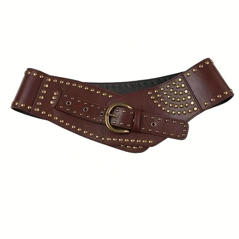 Women's Punk-Style PU Belt: Metal Stud and Buckle Decoration, Daily Streetwear Personality Accessory。（Black silver rivet） - Image 6
