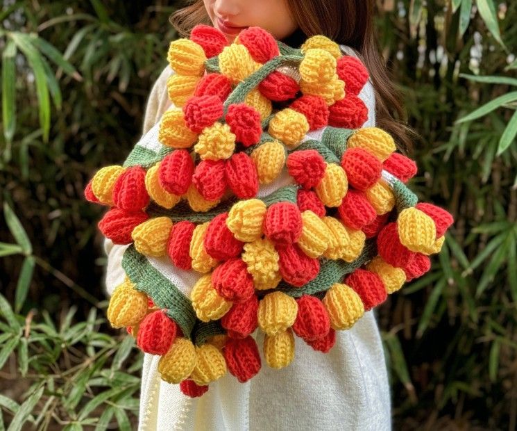 99 Roses Hand-Crocheted Bouquet Blanket: A Versatile Emblem of Eternal Romance, Offering Gentle Warmth Through Every Season（Yellow gradient on white background） - Image 7