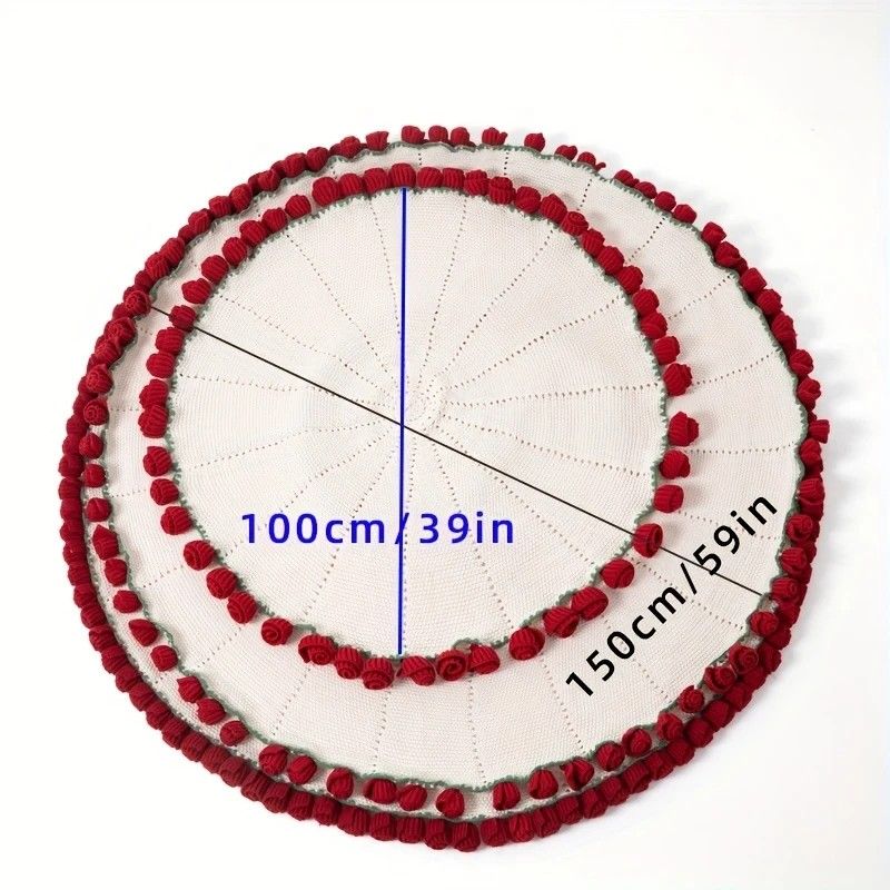 99 Roses Hand-Crocheted Bouquet Blanket: A Versatile Emblem of Eternal Romance, Offering Gentle Warmth Through Every Season（Red rose on white background） - Image 7