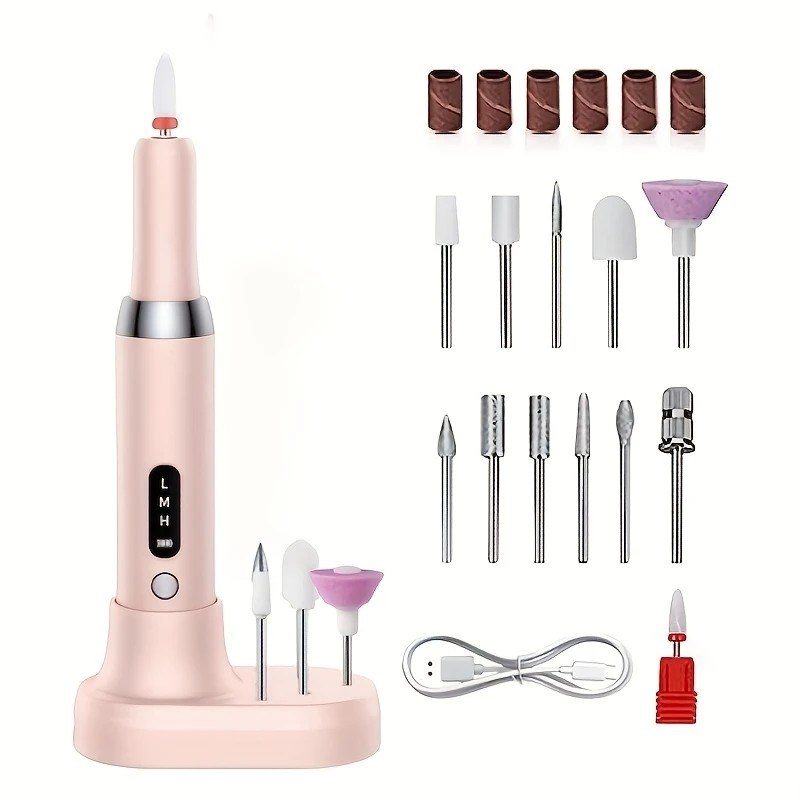 Pink   Wireless Charging Nail Drill, 3-Speed Adjustable, Professional-Level Care in One Tool - Image 1