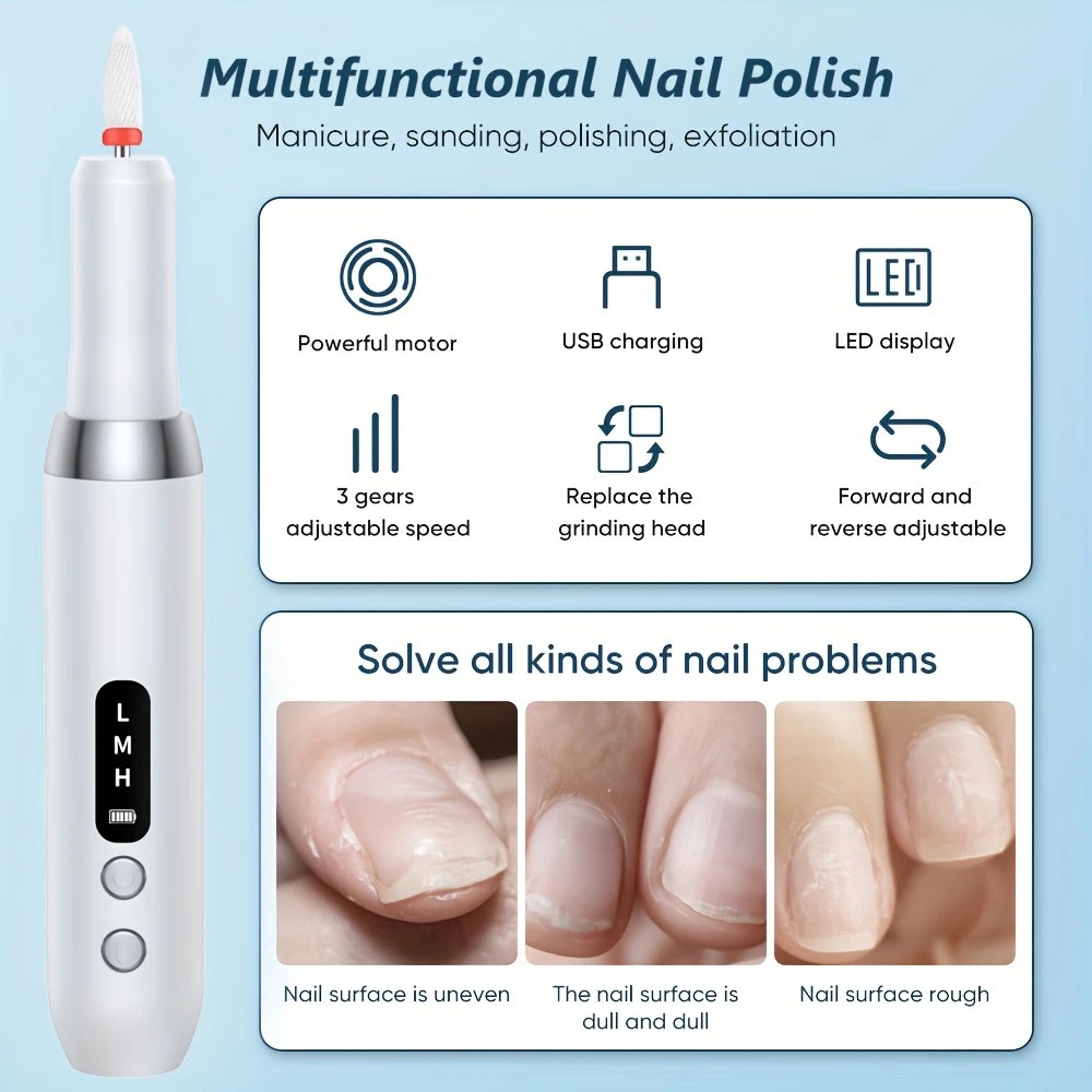 Pink   Wireless Charging Nail Drill, 3-Speed Adjustable, Professional-Level Care in One Tool - Image 3