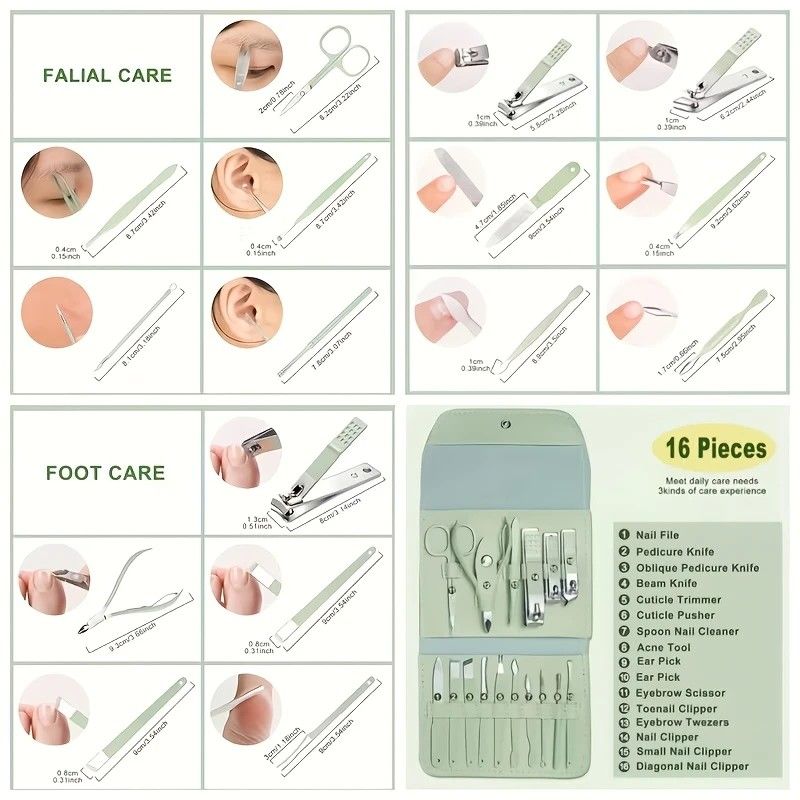 16-Piece Nail Care Set | Portable & Professional, One Box for Hand & Foot Details.BLUE - Image 7