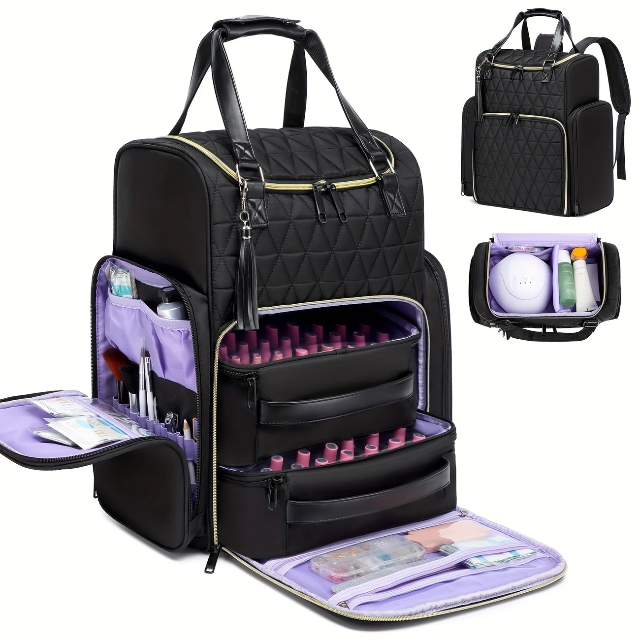 Nail Art Tool Storage Backpack: Removable Compartments, High-Capacity Categorized Storage, Multiple Carrying Methods, Ideal for Home, Travel & Mobile Services - Image 1