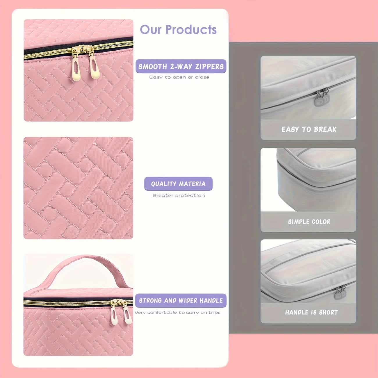 PINK Double‑layer woven storage, scientifically organized with large capacity—Professional Nail Tool Carry‑on Bag, keeping tools perfectly ordered. - Image 2